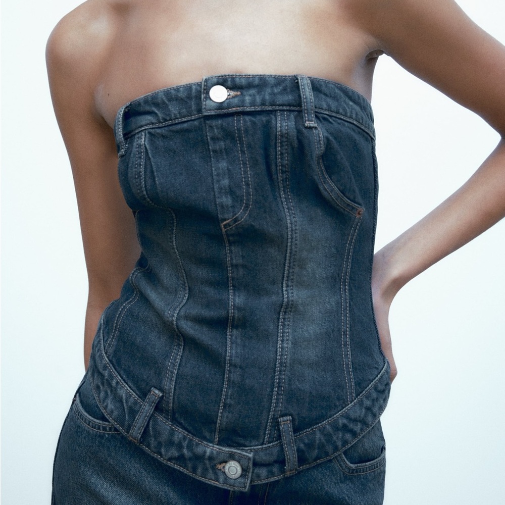 Denim Corset-Inspired Top